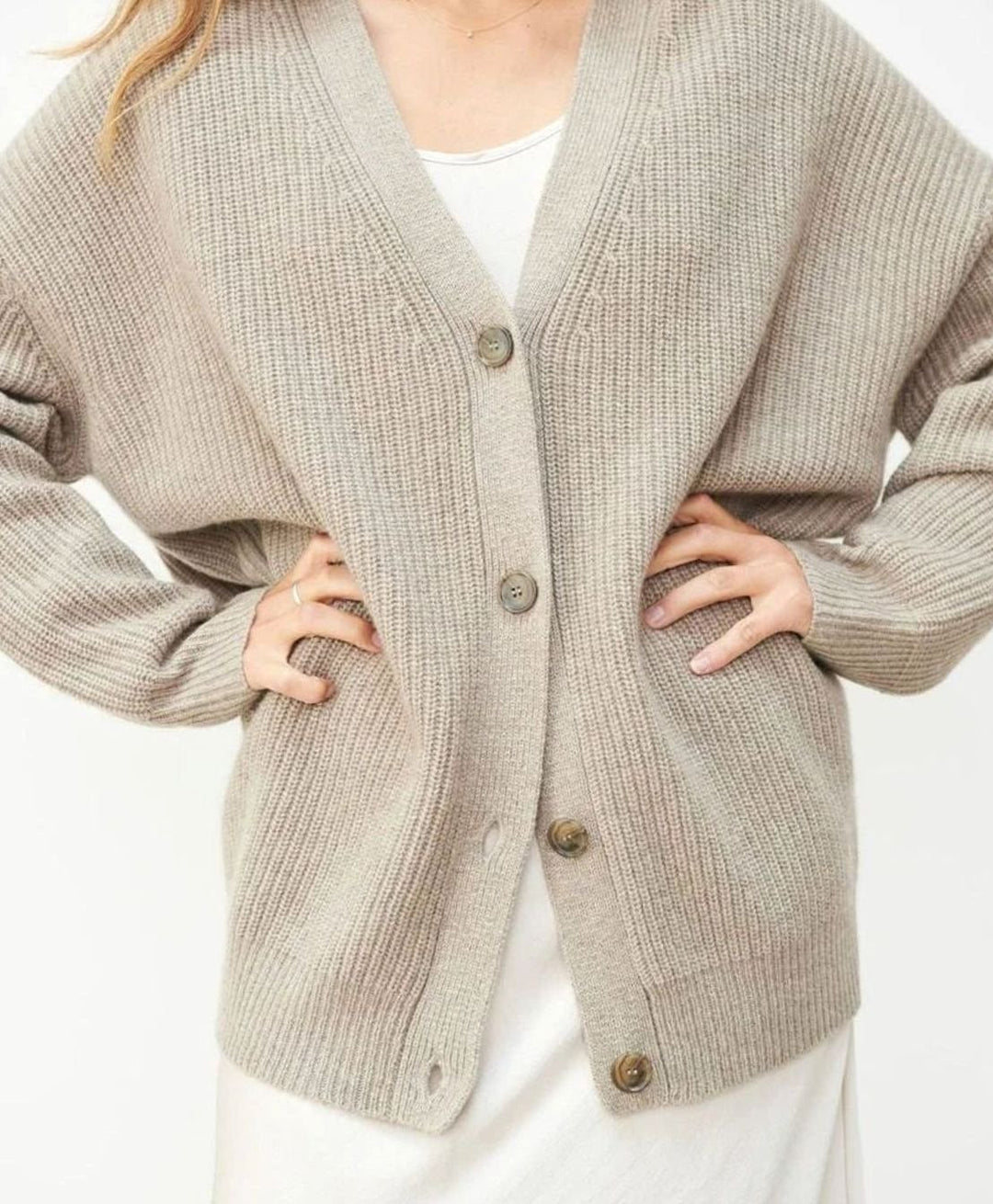Women's Relaxed-Fit Button-Up Oversized Knit Cardigan