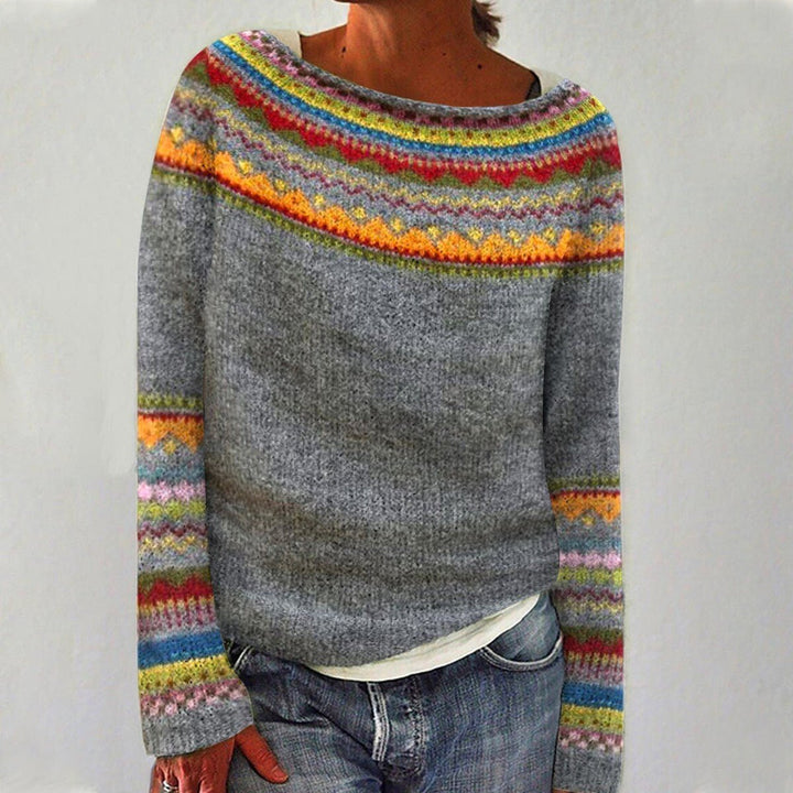 Women's Relaxed-Fit Colourful Striped Knit Jumper