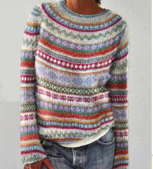 Women's Relaxed-Fit Colourful Striped Knit Jumper
