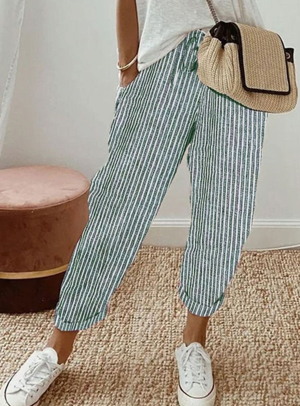 Women's Relaxed-Fit Drawstring Linen Jogger Trousers