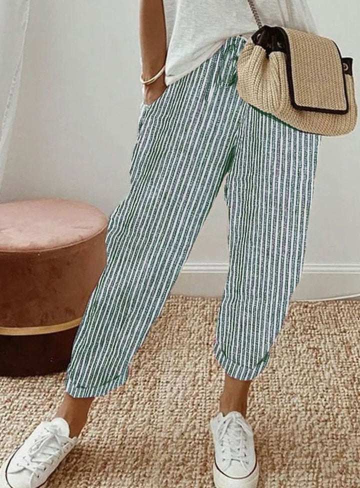 Women's Relaxed-Fit Drawstring Linen Jogger Trousers