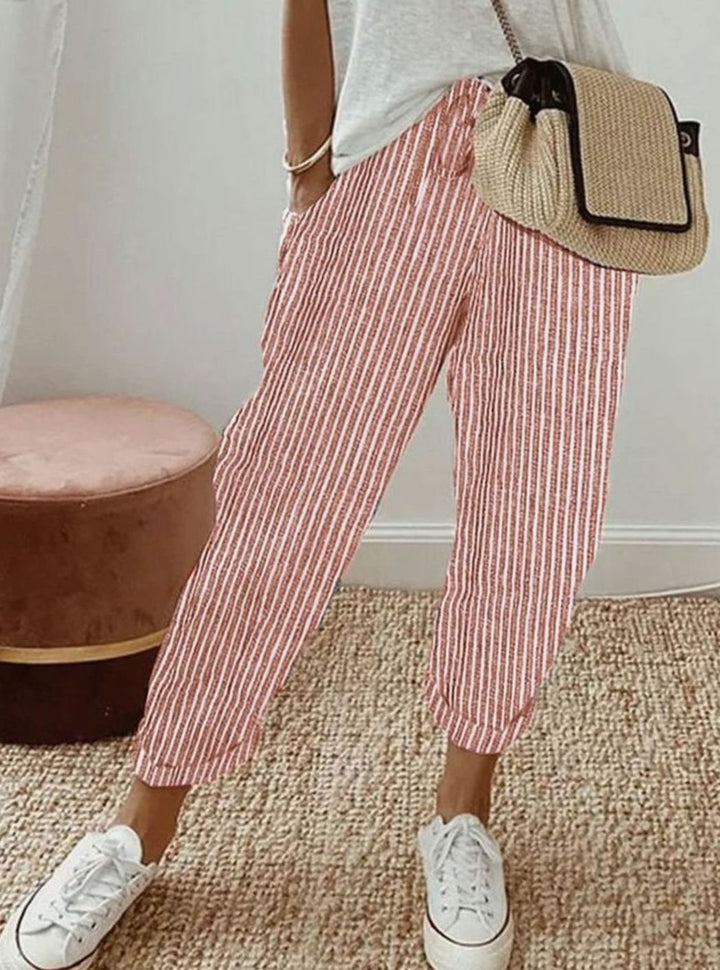 Women's Relaxed-Fit Drawstring Linen Jogger Trousers