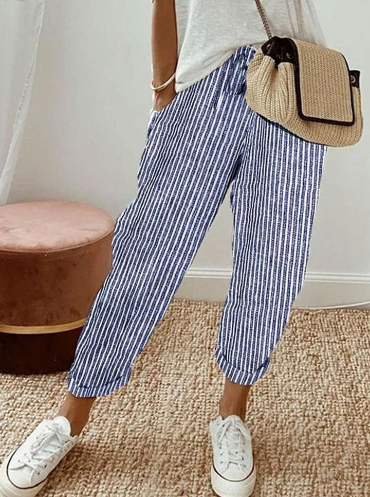 Women's Relaxed-Fit Drawstring Linen Jogger Trousers