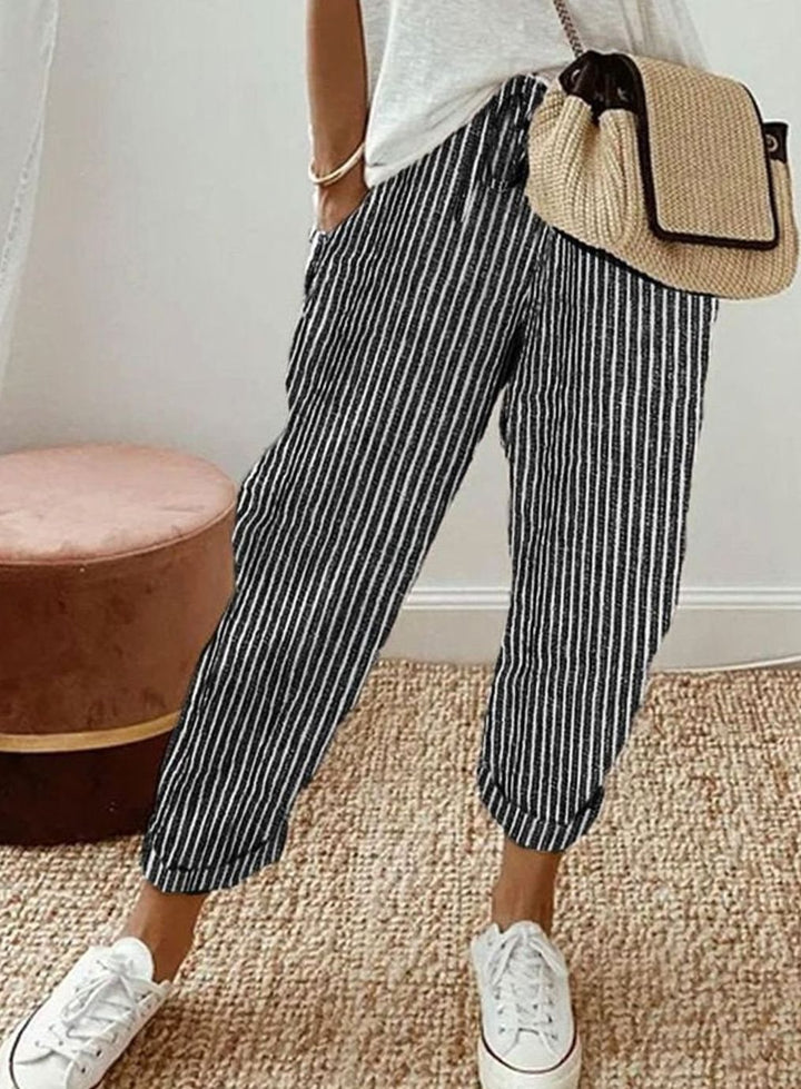 Women's Relaxed-Fit Drawstring Linen Jogger Trousers