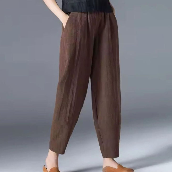 Women's Relaxed-Fit Elastic-Waist Ankle-Length Trousers