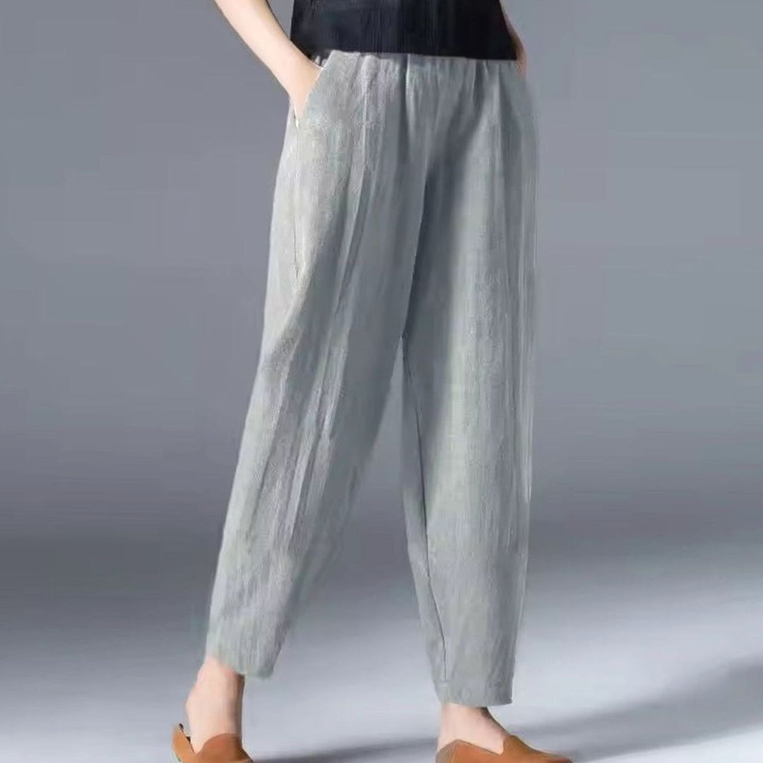 Women's Relaxed-Fit Elastic-Waist Ankle-Length Trousers
