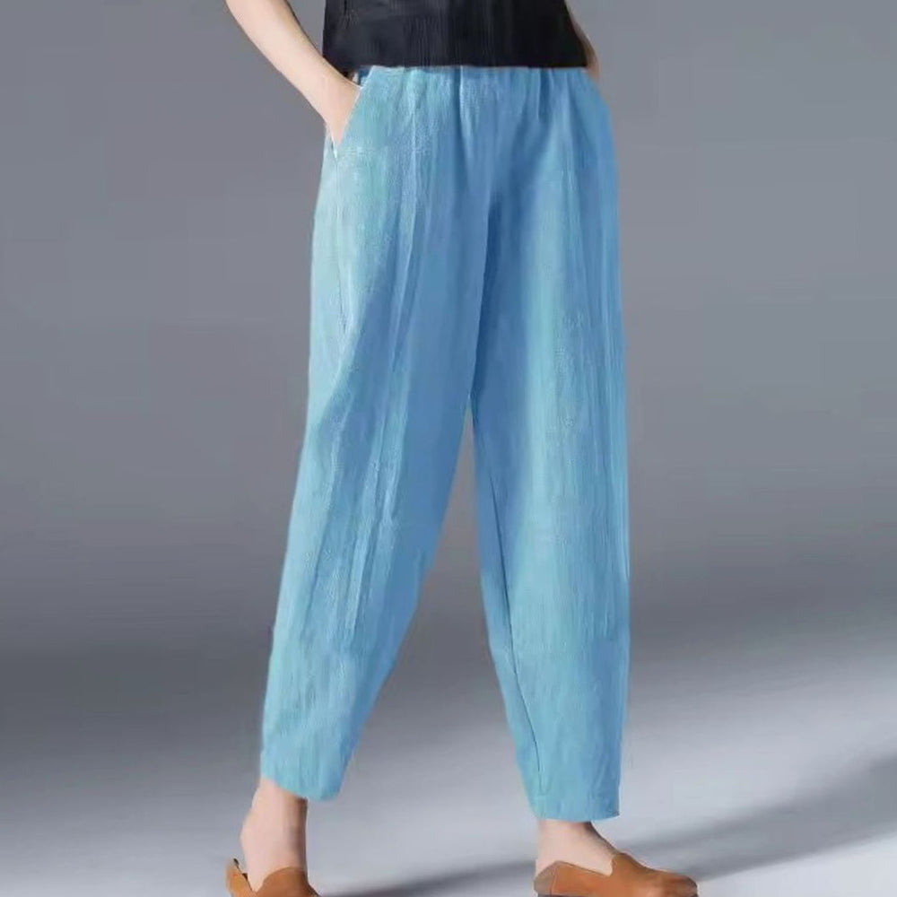 Women's Relaxed-Fit Elastic-Waist Ankle-Length Trousers