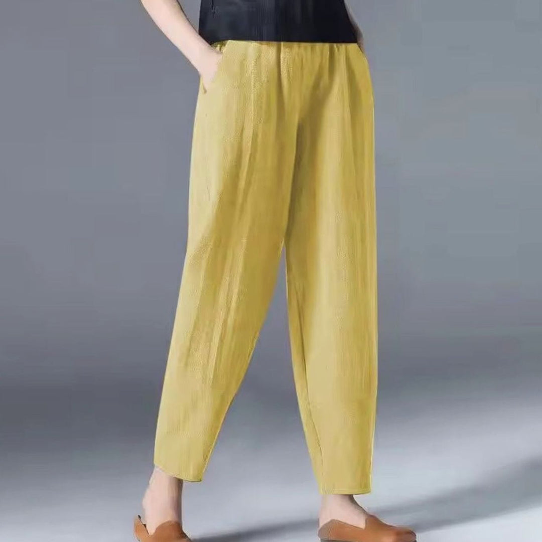 Women's Relaxed-Fit Elastic-Waist Ankle-Length Trousers