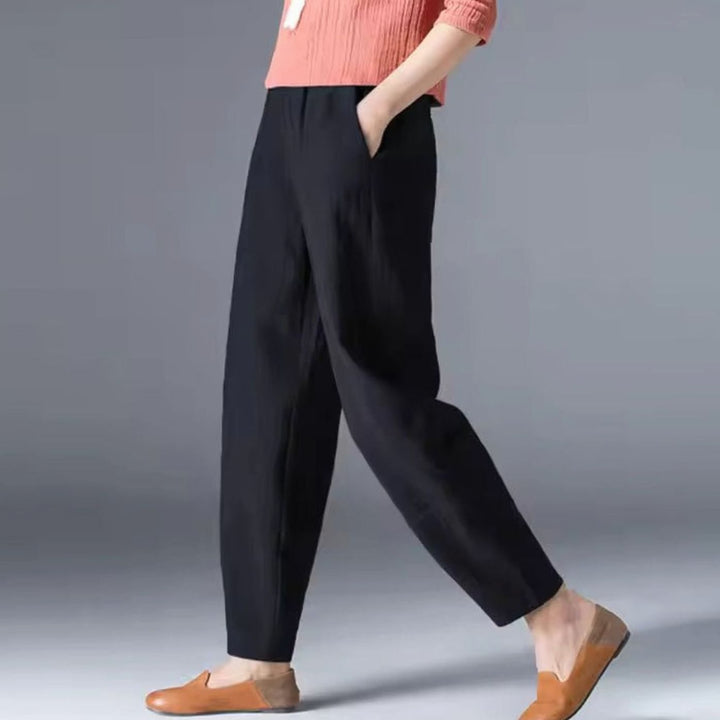 Women's Relaxed-Fit Elastic-Waist Ankle-Length Trousers