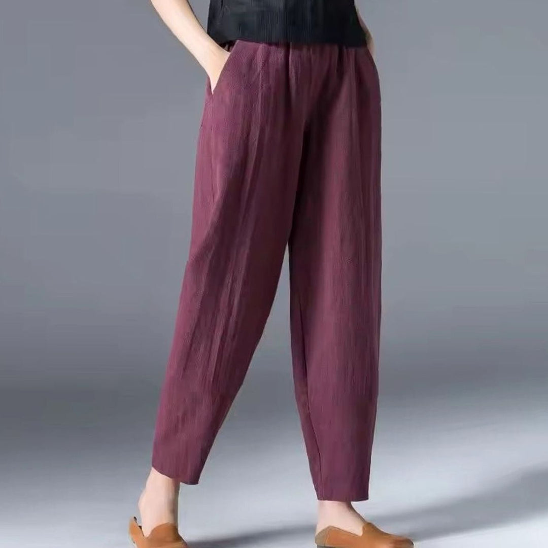 Women's Relaxed-Fit Elastic-Waist Ankle-Length Trousers