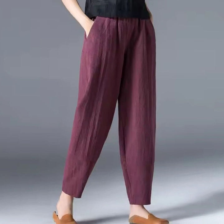 Women's Relaxed-Fit Elastic-Waist Ankle-Length Trousers