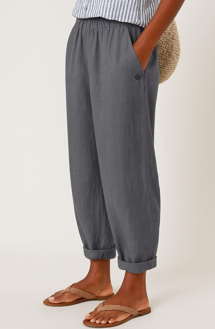 Women's Relaxed-Fit Elasticated-Waist Cuffed Casual Trousers
