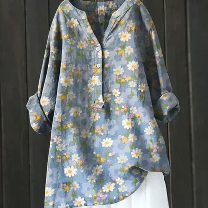 Women's Relaxed-Fit Floral Print Long-Sleeve Tunic Blouse