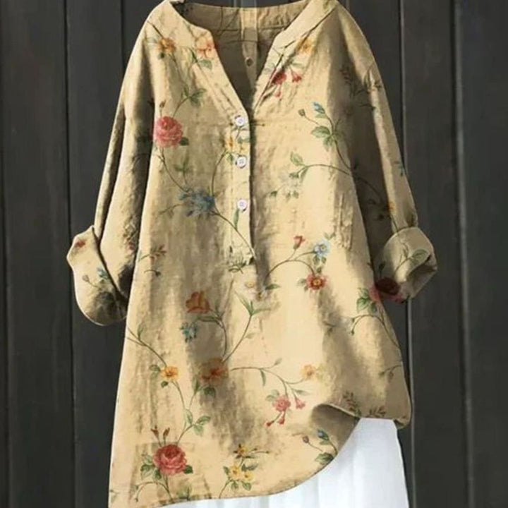 Women's Relaxed-Fit Floral Print Long-Sleeve Tunic Blouse