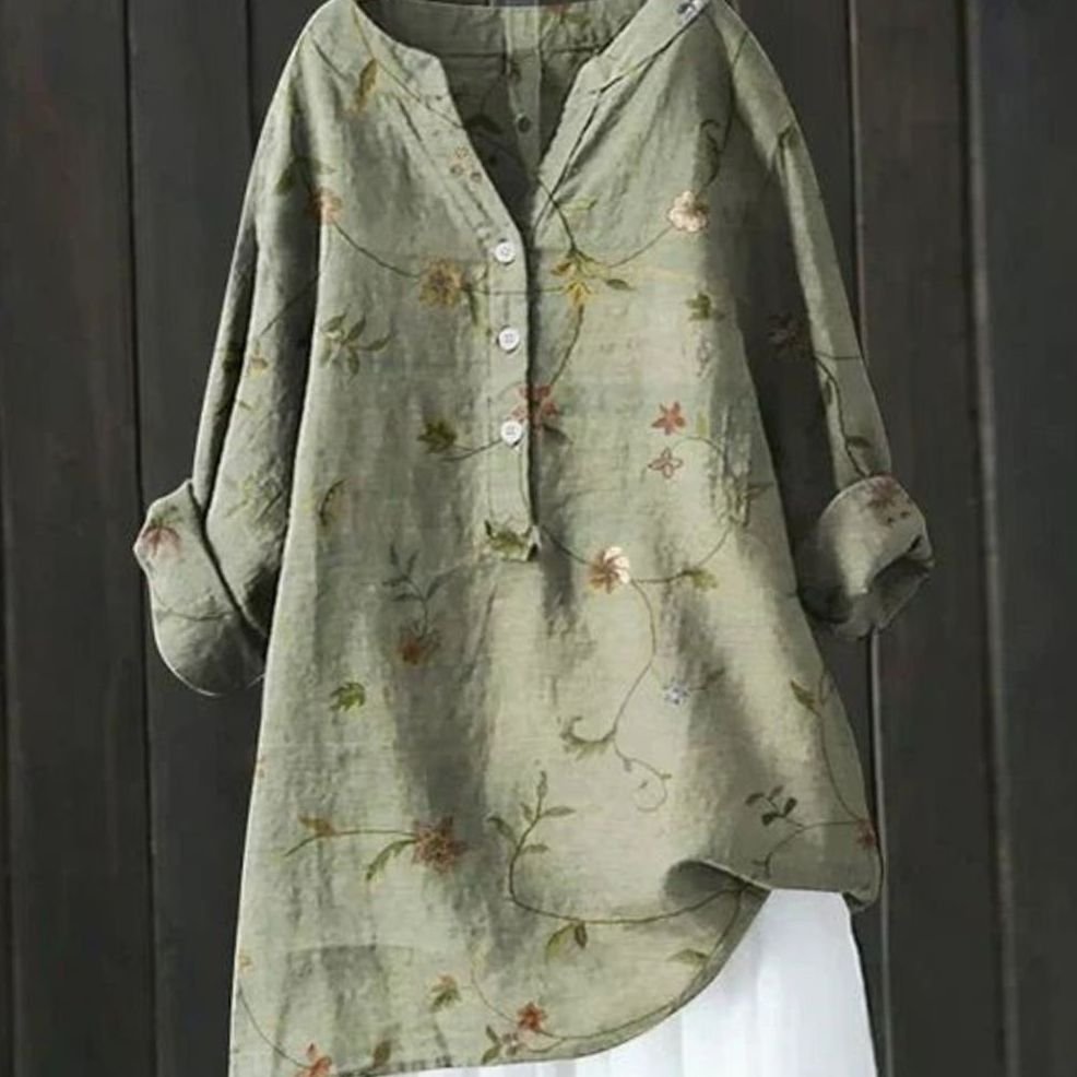 Women's Relaxed-Fit Floral Print Long-Sleeve Tunic Blouse