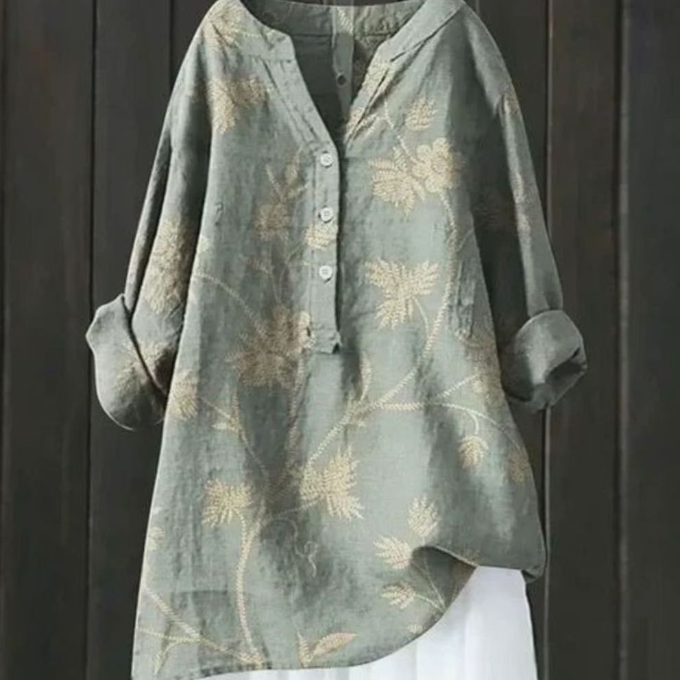 Women's Relaxed-Fit Floral Print Long-Sleeve Tunic Blouse