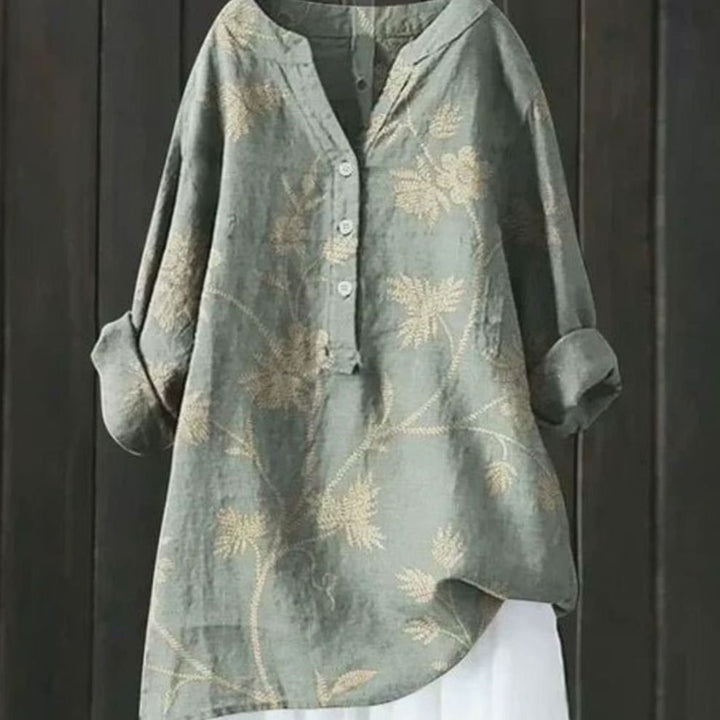 Women's Relaxed-Fit Floral Print Long-Sleeve Tunic Blouse