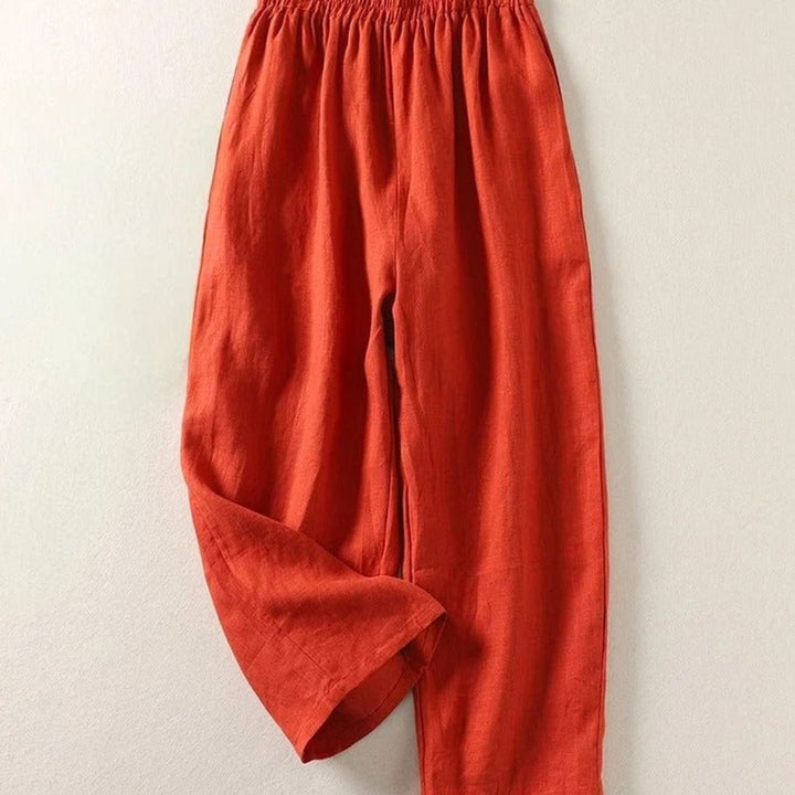 Women's Relaxed-Fit Linen Elasticated-Waist Trousers