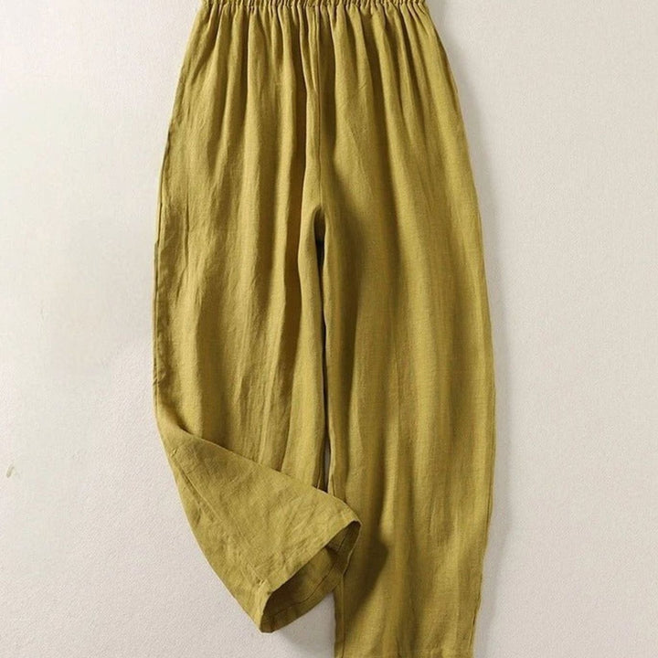 Women's Relaxed-Fit Linen Elasticated-Waist Trousers