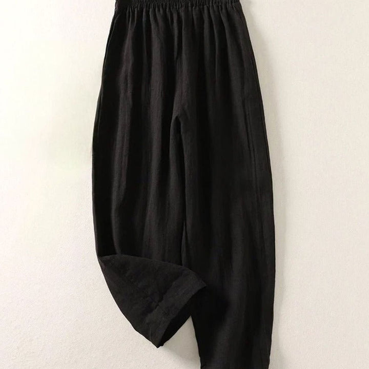 Women's Relaxed-Fit Linen Elasticated-Waist Trousers