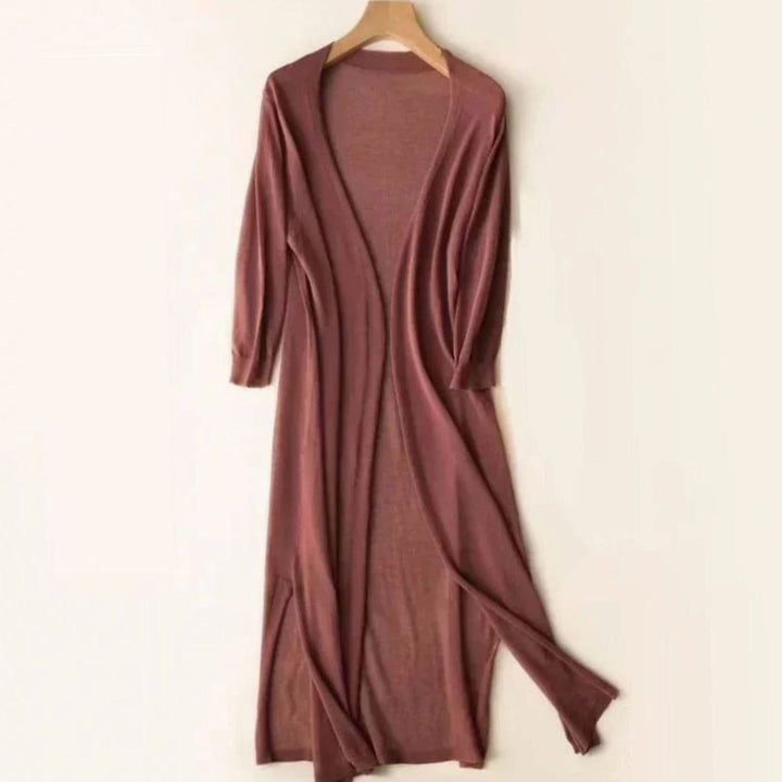Women's Relaxed Fit Open Front Longline Knit Long Cardigan - Coffee