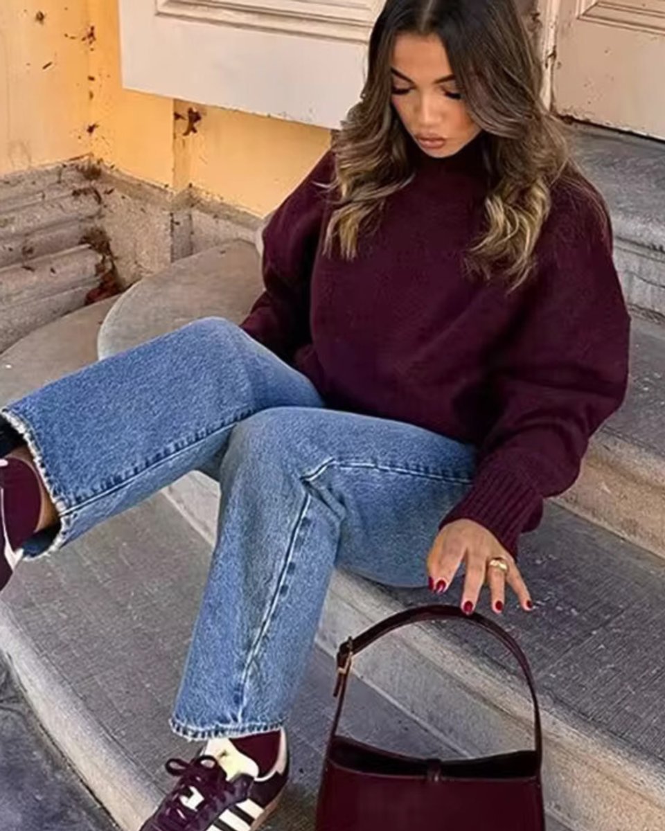 Women's Relaxed-Fit Oversized Knit Turtleneck Jumper