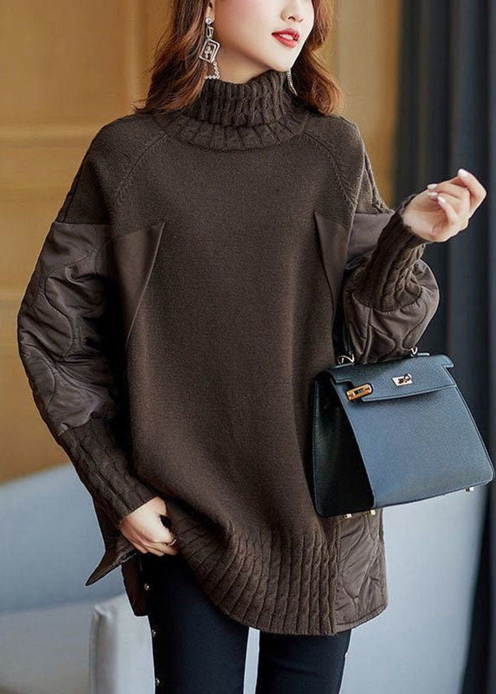Women's Relaxed-Fit Patchwork Quilted Turtleneck Jumper
