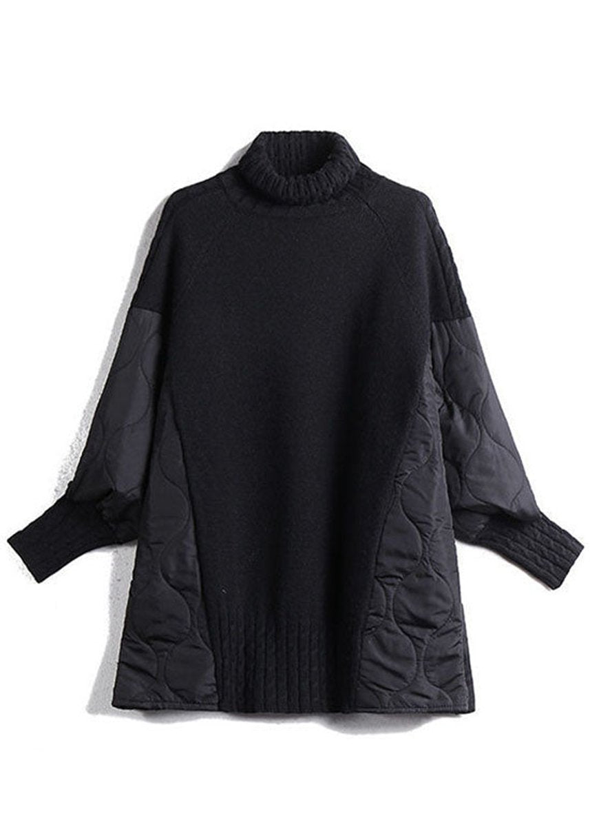Women's Relaxed-Fit Patchwork Quilted Turtleneck Jumper
