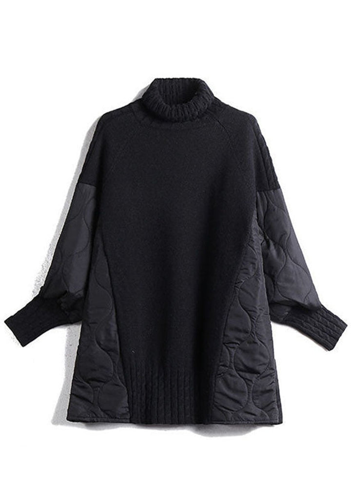 Women's Relaxed-Fit Patchwork Quilted Turtleneck Jumper
