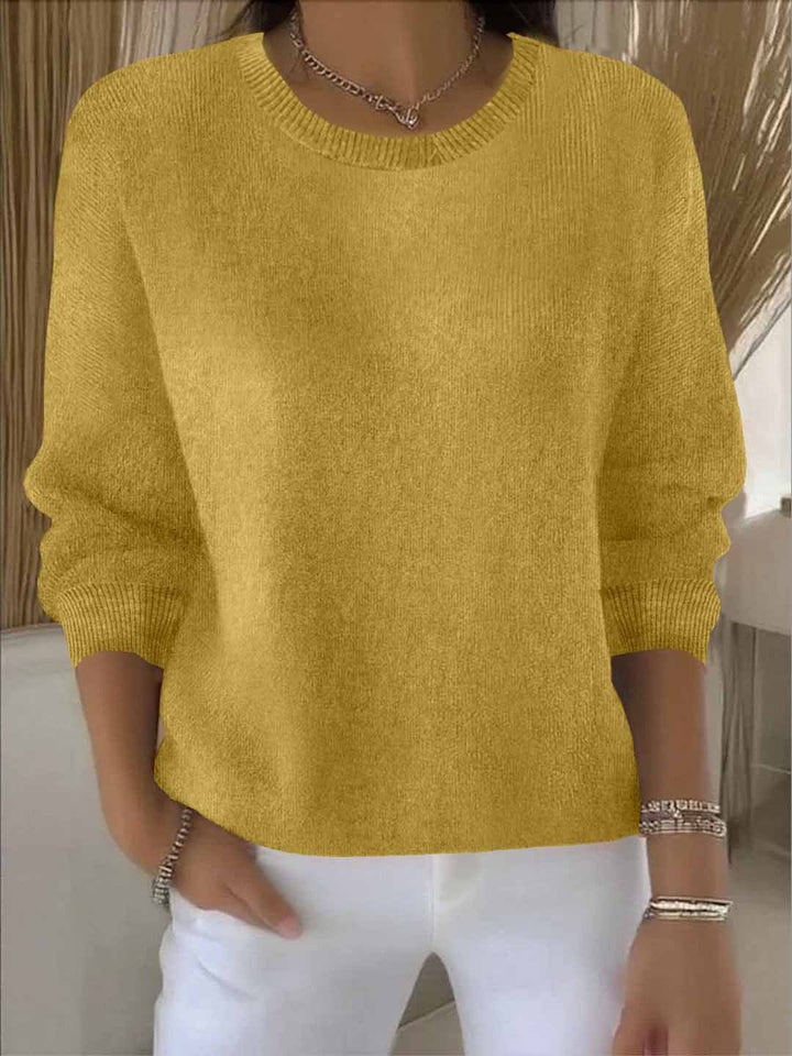 Women's Relaxed-Fit Round-Neck Knit Jumper Long Sleeve