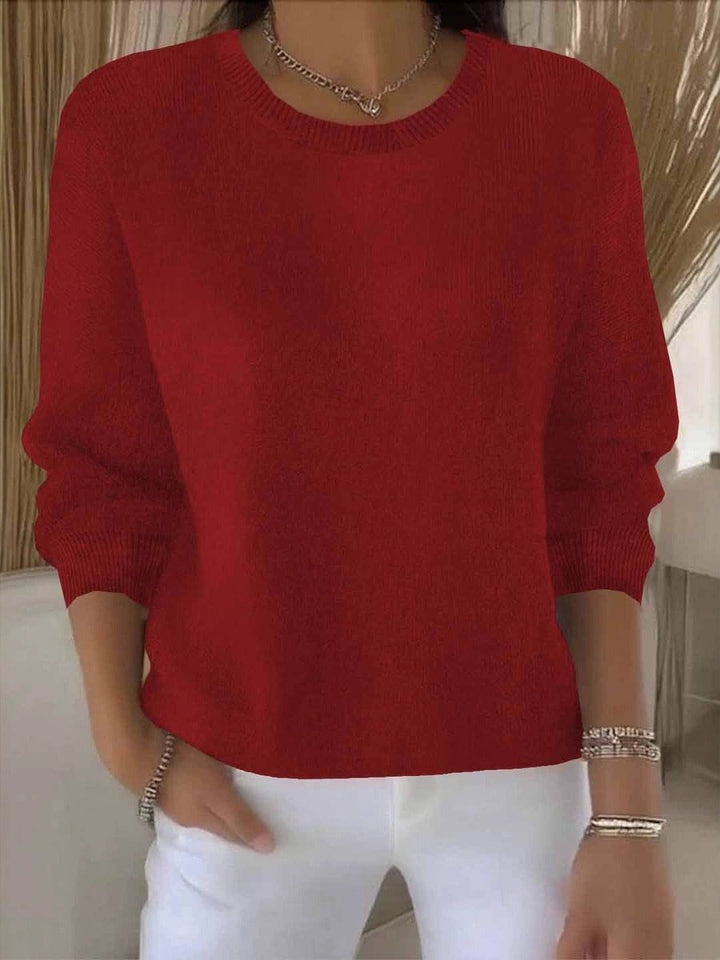 Women's Relaxed-Fit Round-Neck Knit Jumper Long Sleeve