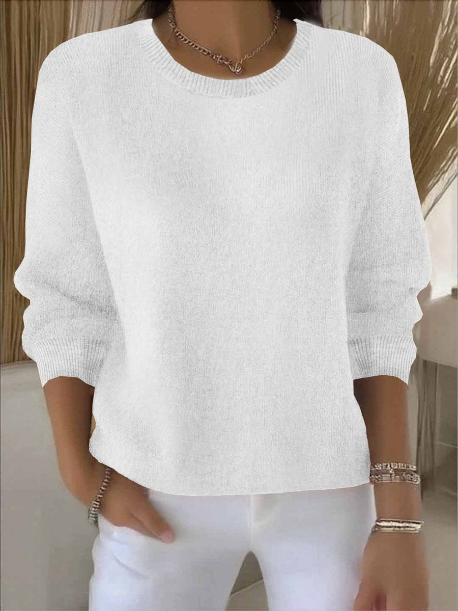 Women's Relaxed-Fit Round-Neck Knit Jumper Long Sleeve