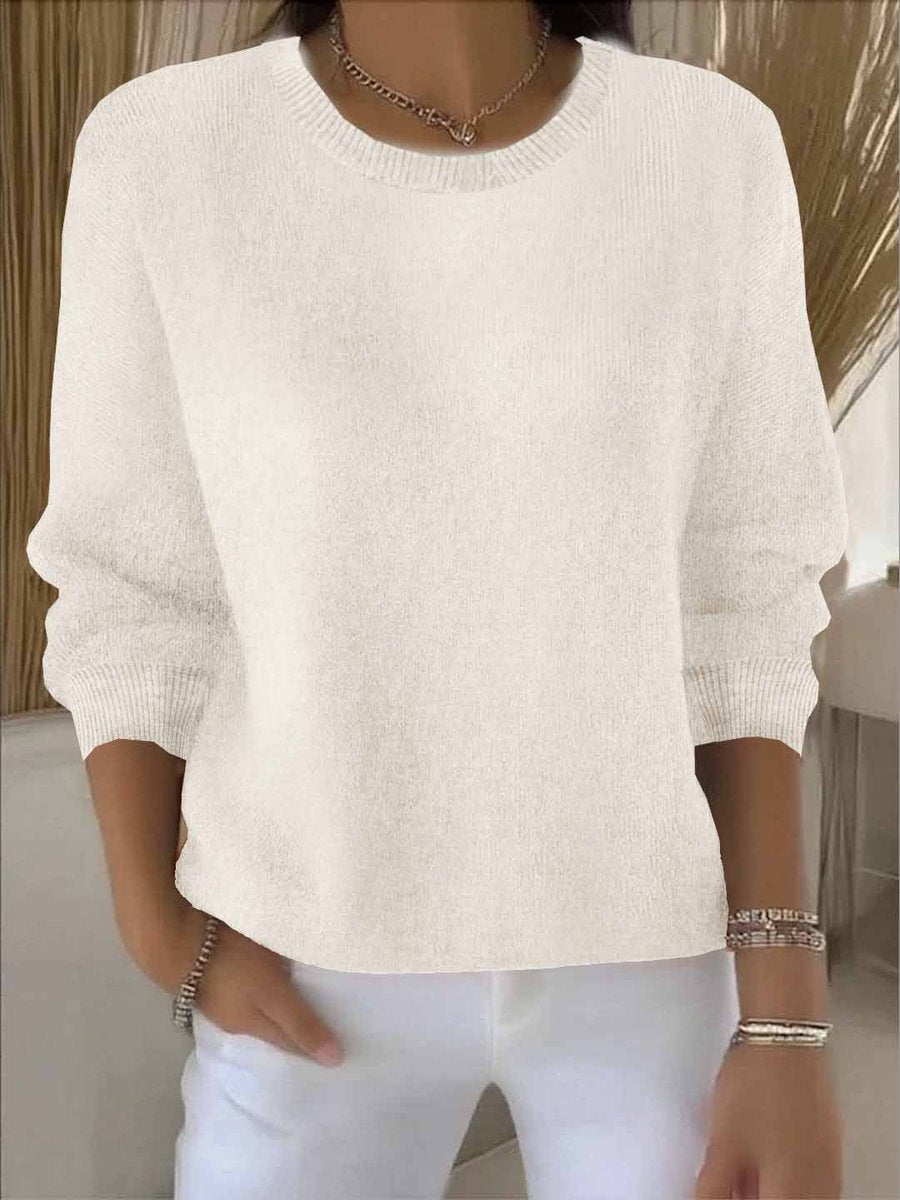 Women's Relaxed-Fit Round-Neck Knit Jumper Long Sleeve