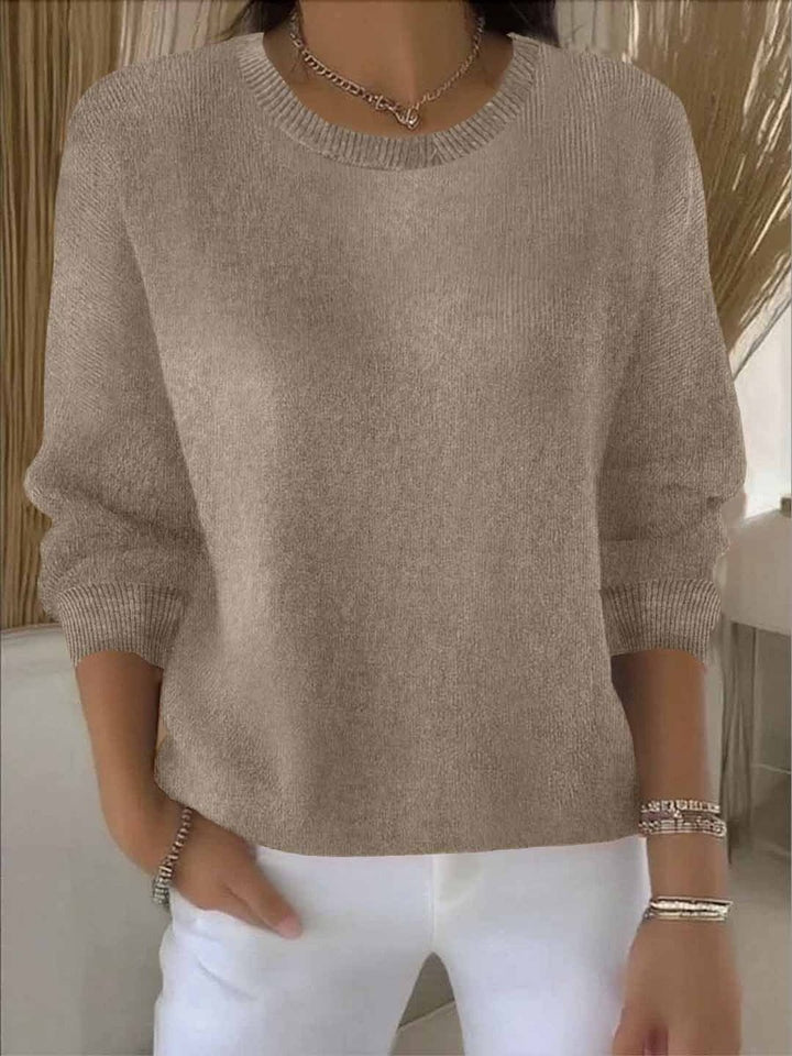 Women's Relaxed-Fit Round-Neck Knit Jumper Long Sleeve