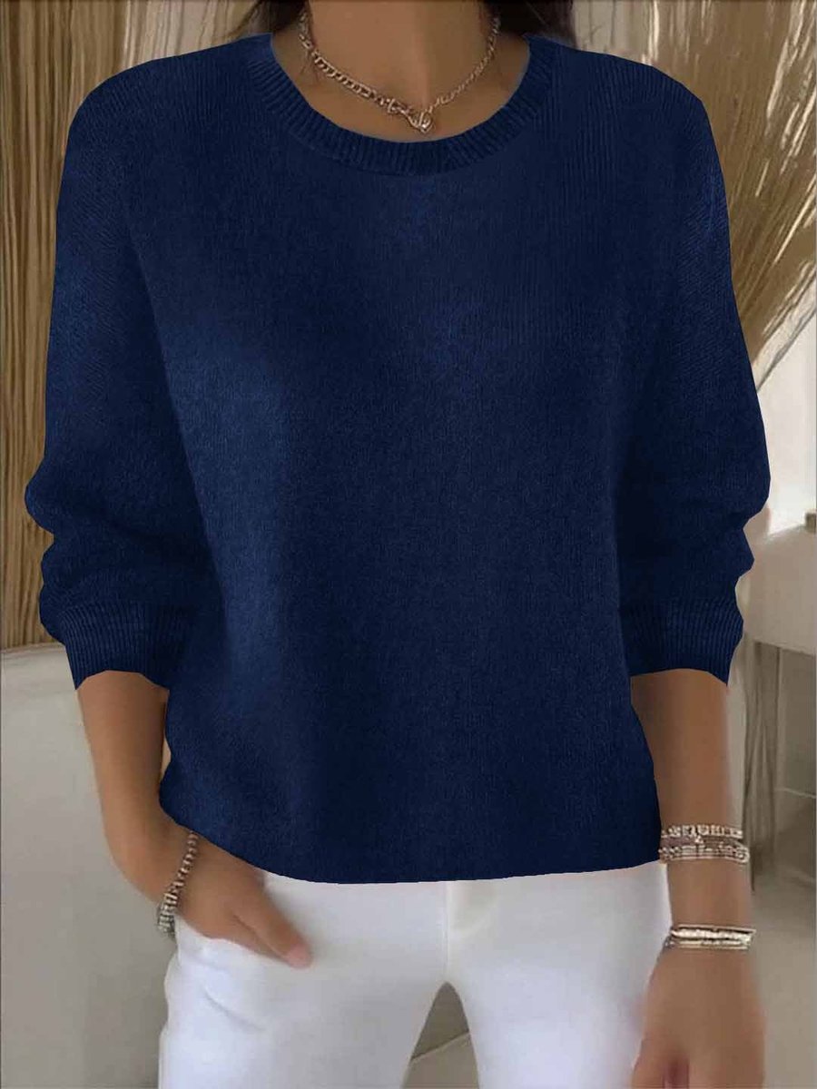 Women's Relaxed-Fit Round-Neck Knit Jumper Long Sleeve
