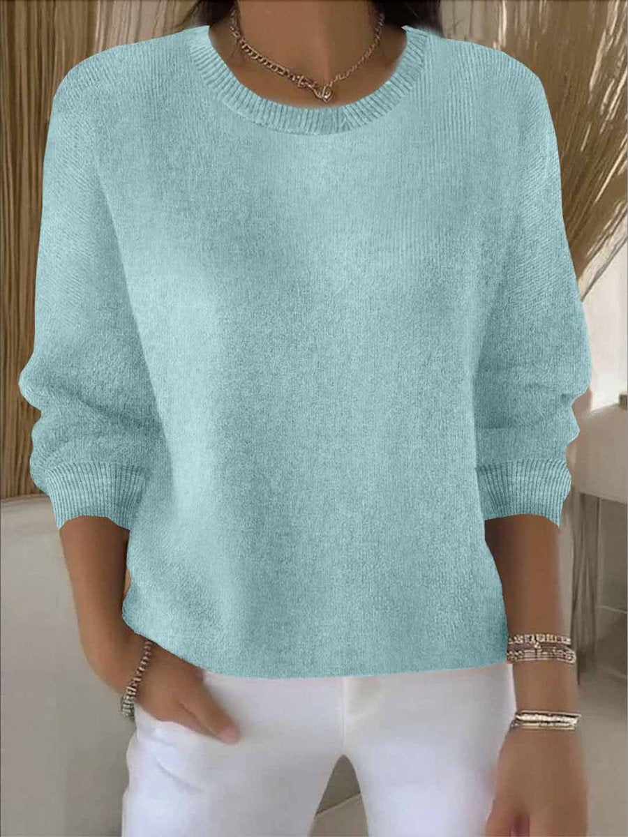 Women's Relaxed-Fit Round-Neck Knit Jumper Long Sleeve