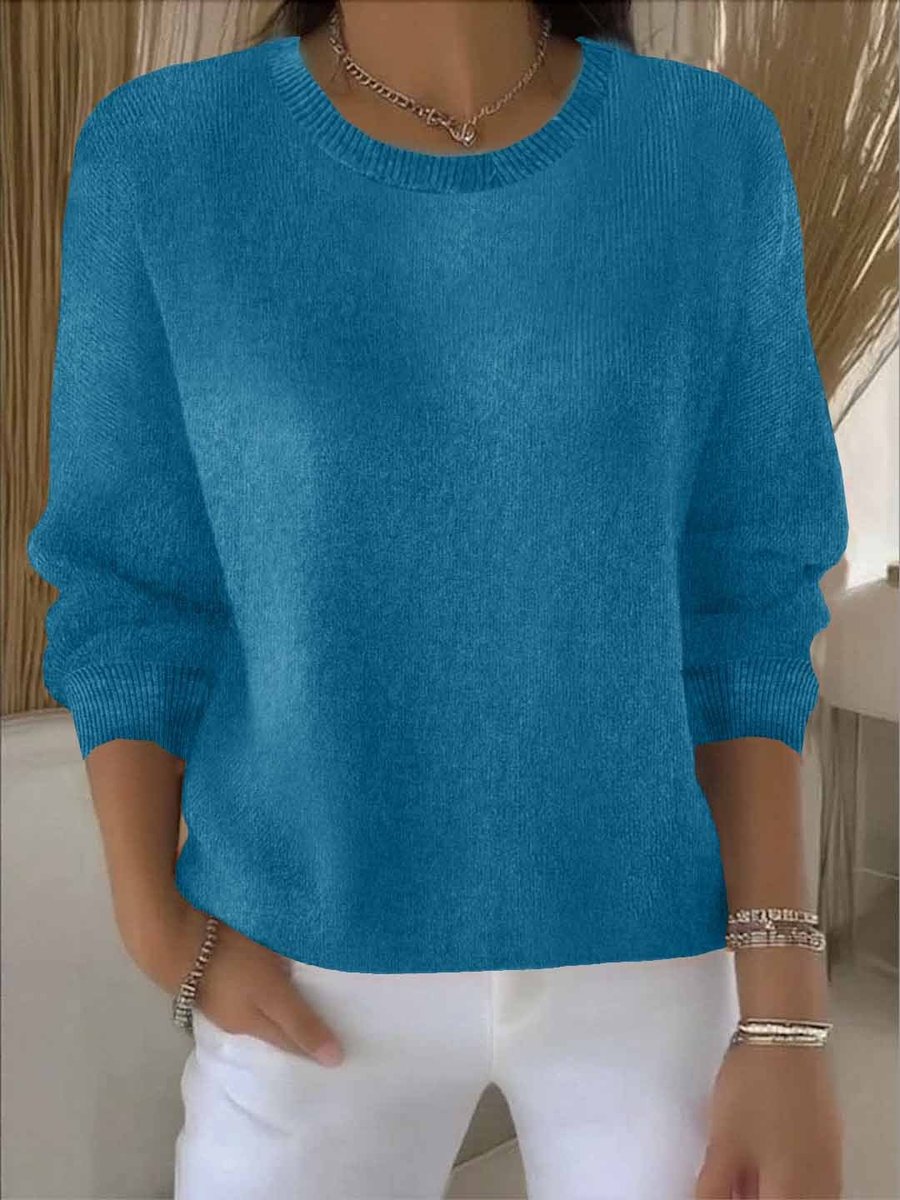 Women's Relaxed-Fit Round-Neck Knit Jumper Long Sleeve