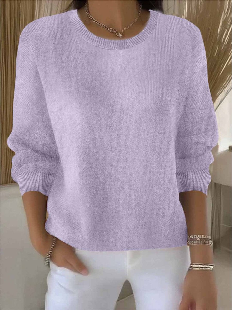 Women's Relaxed-Fit Round-Neck Knit Jumper Long Sleeve