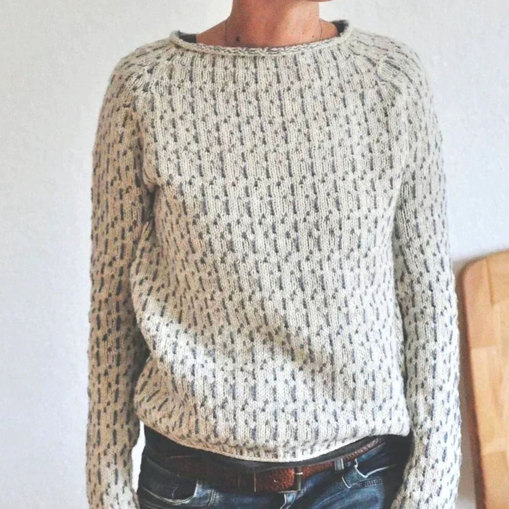 Women's Relaxed-Fit Round-Neck Textured Knit Sweater