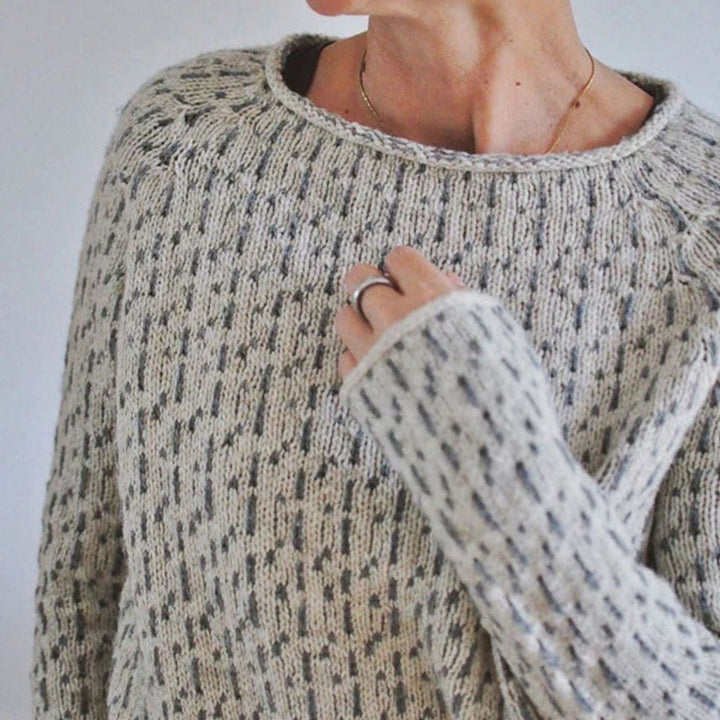 Women's Relaxed-Fit Round-Neck Textured Knit Sweater