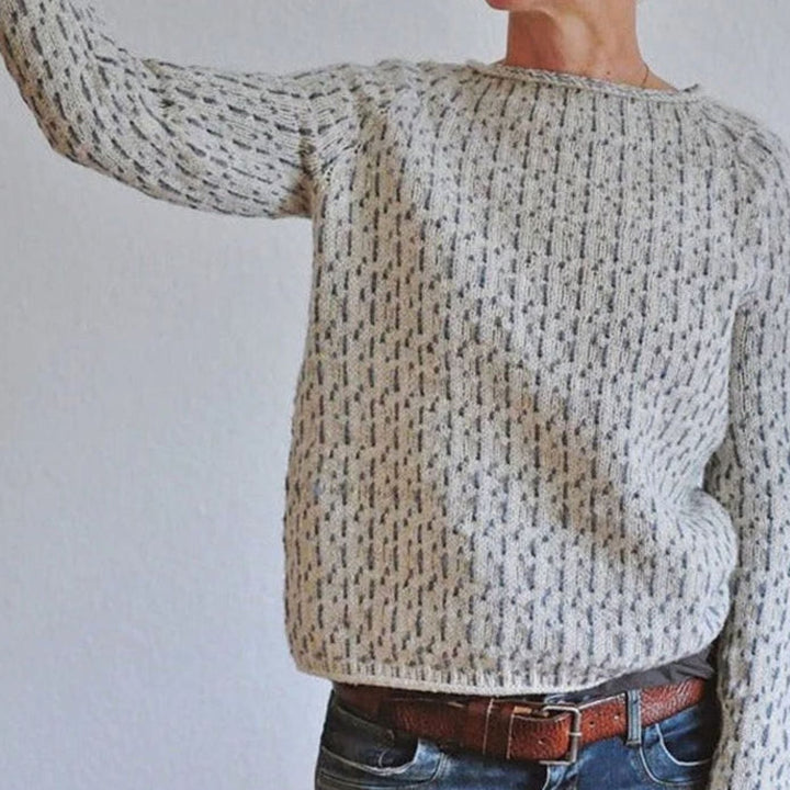 Women's Relaxed-Fit Round-Neck Textured Knit Sweater