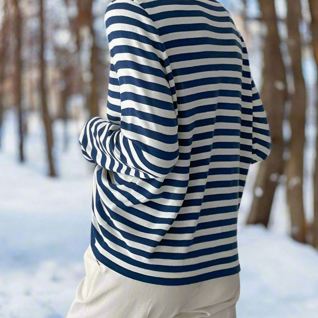 Women's Relaxed-Fit Striped Long-Sleeve Crew-Neck Top