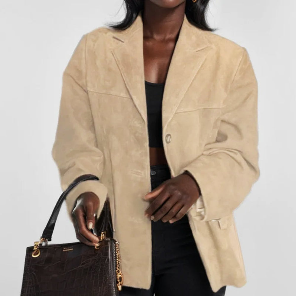 Women's Relaxed-Fit Tailored Suede Blazer Jacket