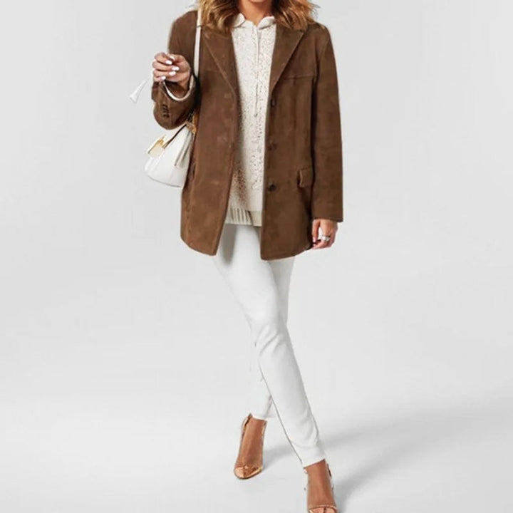 Women's Relaxed-Fit Tailored Suede Blazer Jacket