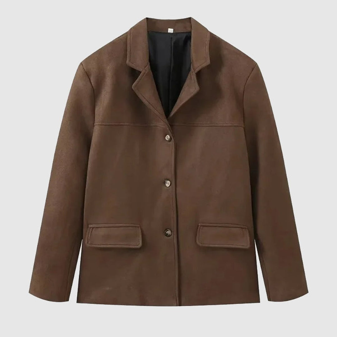 Women's Relaxed-Fit Tailored Suede Blazer Jacket