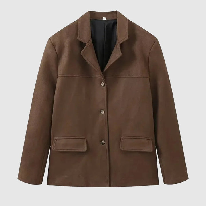 Women's Relaxed-Fit Tailored Suede Blazer Jacket