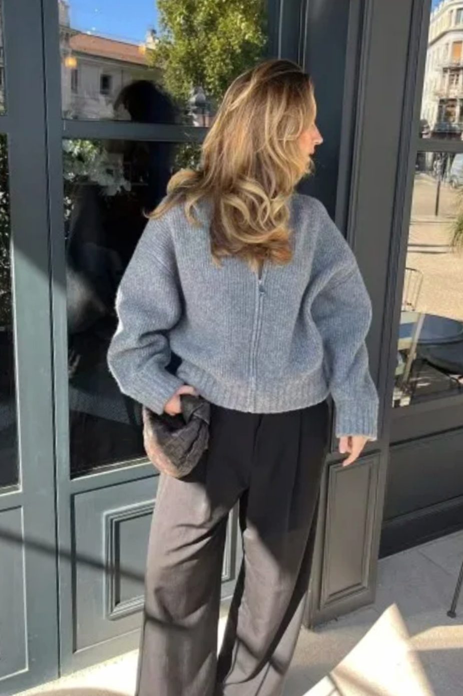 Women's Relaxed-Fit Zip-Back Oversized Knit Cardigan Jumper