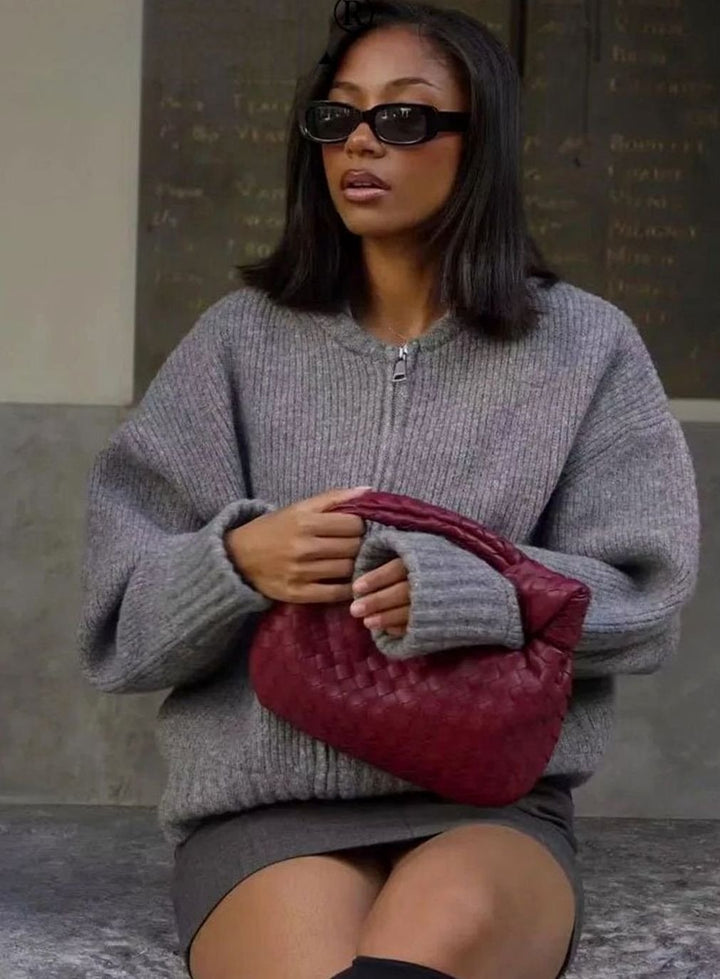 Women's Relaxed-Fit Zip-Back Oversized Knit Cardigan Jumper