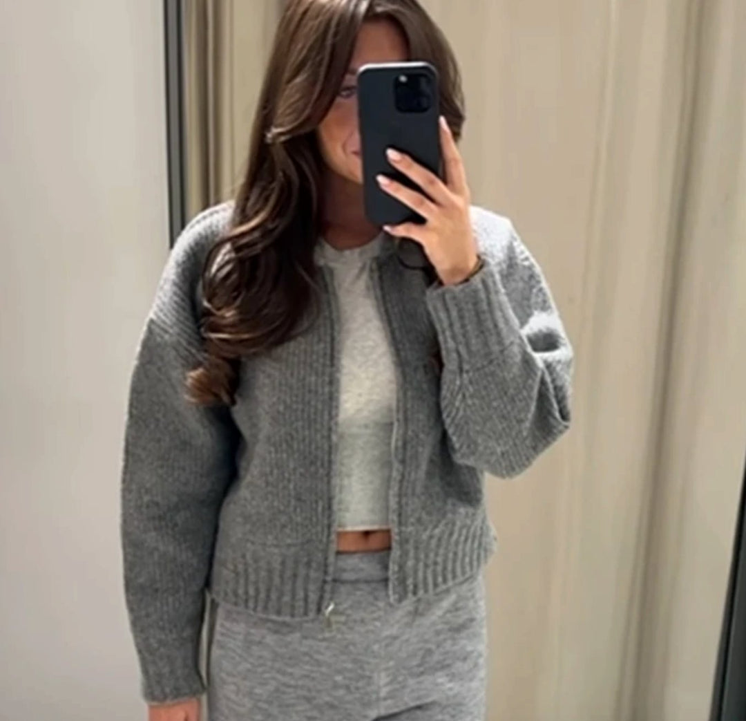Women's Relaxed-Fit Zip-Back Oversized Knit Cardigan Jumper