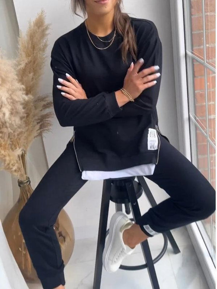 Women's Relaxed Wide Leg Trousers Sweatshirt Two-Piece Jogger Set